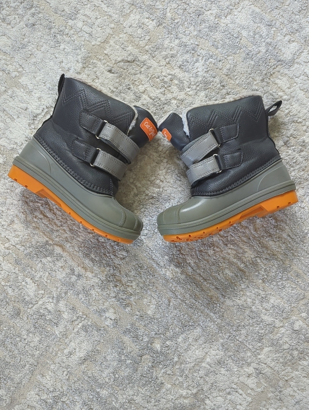 Cat & Jack Gray and Orange Snow Boots Size 11
